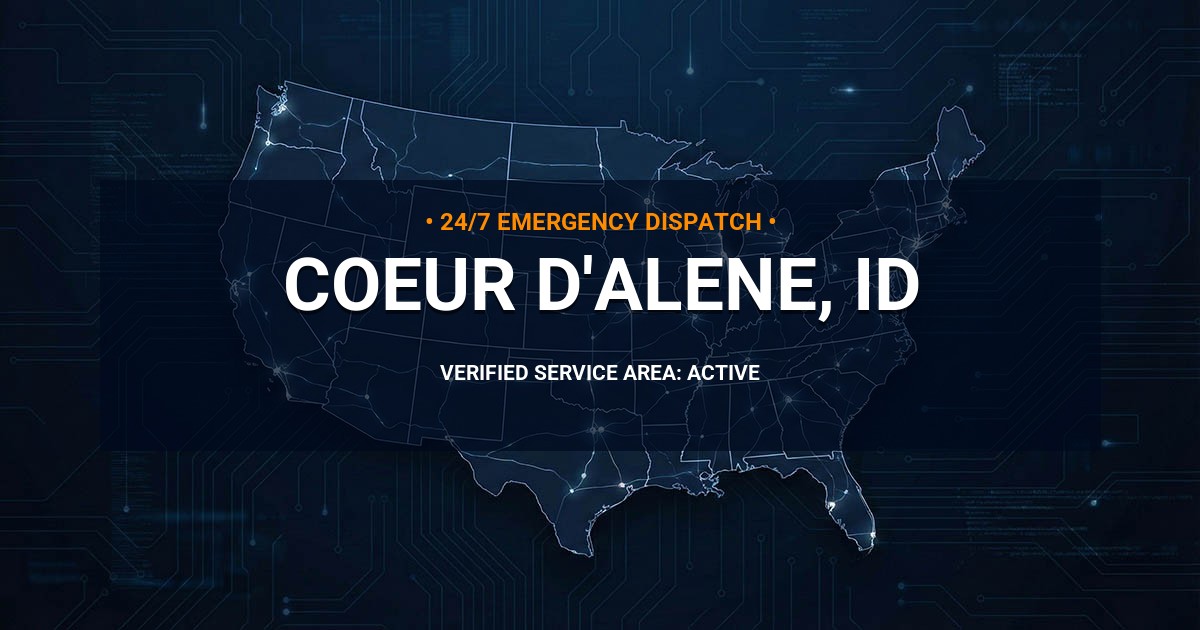 Emergency Plumbing Dispatch Map for Plumbing Services: Coeur d'Alene, ID