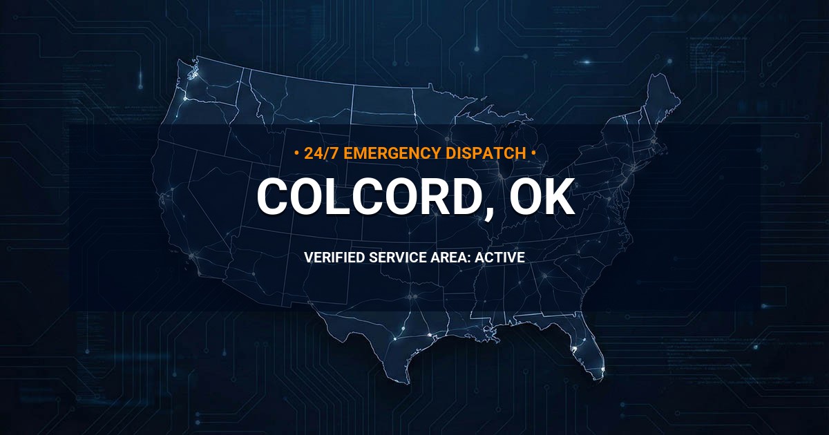 Emergency Plumbing Dispatch Map for Plumbing Services: Colcord, OK