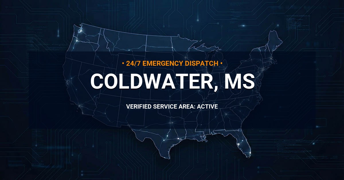 Emergency Plumbing Dispatch Map for Plumbing Services: Coldwater, MS