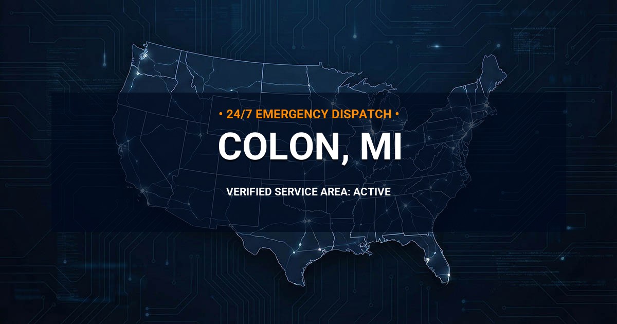 Emergency Plumbing Dispatch Map for Plumbing Services: Colon, MI