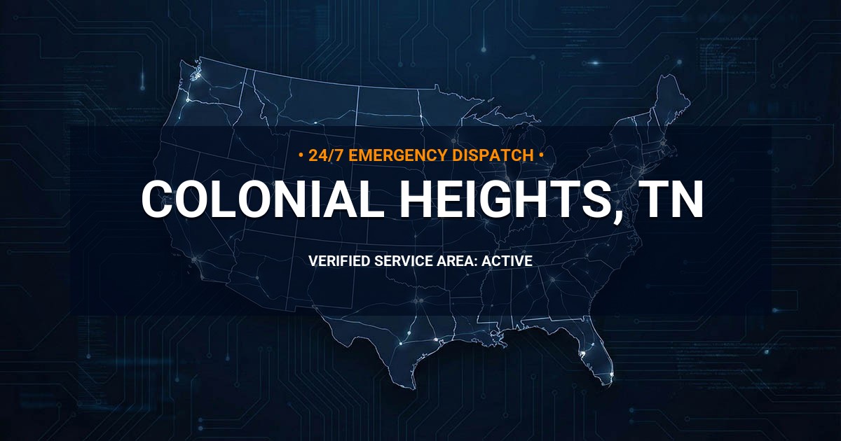 Emergency Plumbing Dispatch Map for Plumbing Services: Colonial Heights, TN