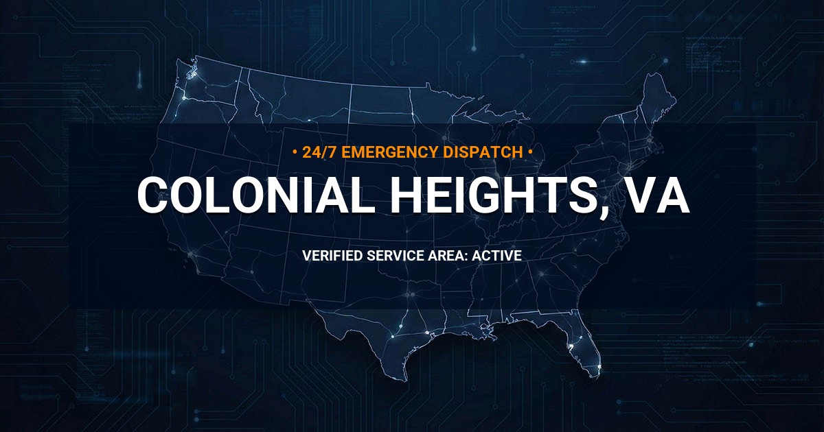 Emergency Plumbing Dispatch Map for Plumbing Services: Colonial Heights, VA
