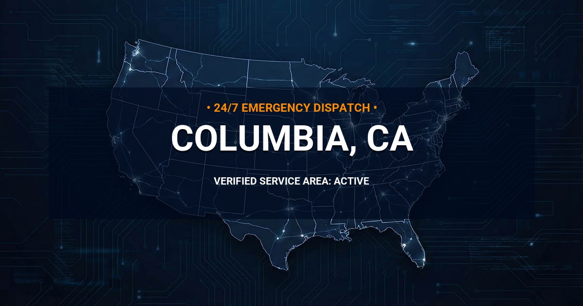 Emergency Plumbing Dispatch Map for Plumbing Services: Columbia, CA