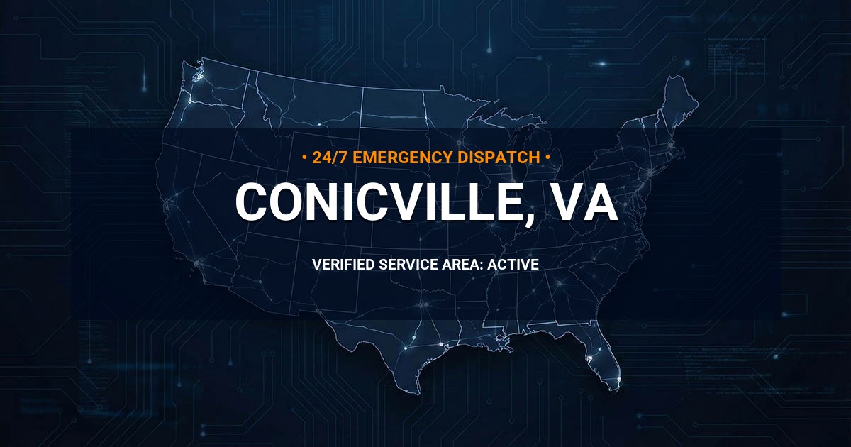 Emergency Plumbing Dispatch Map for Plumbing Services: Conicville, VA