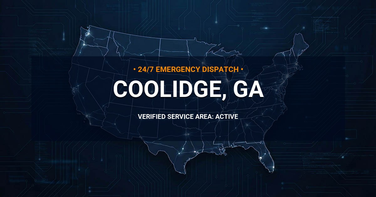 Emergency Plumbing Dispatch Map for Plumbing Services: Coolidge, GA