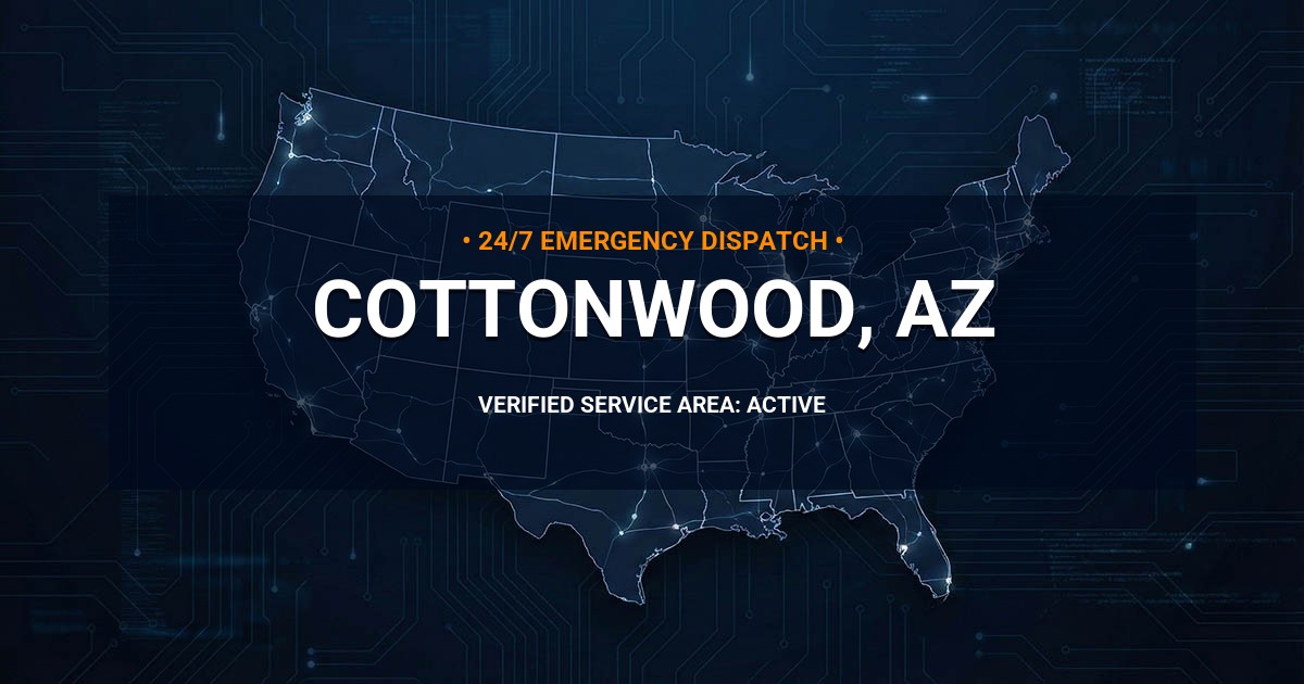 Emergency Plumbing Dispatch Map for Plumbing Services: Cottonwood, AZ