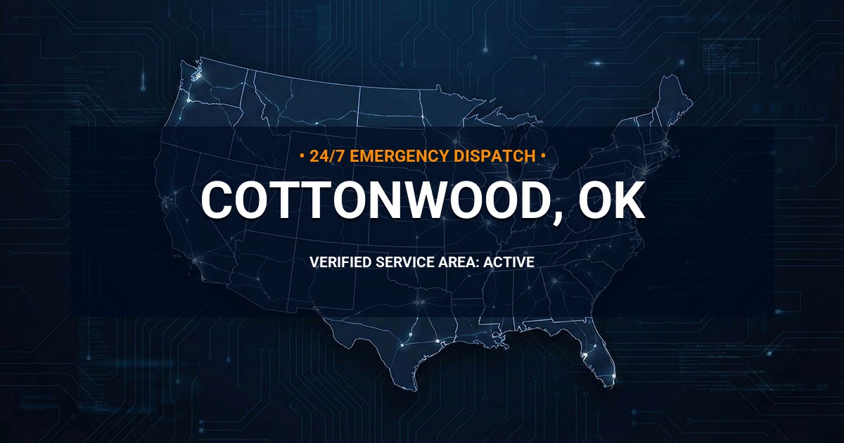 Emergency Plumbing Dispatch Map for Plumbing Services: Cottonwood, OK