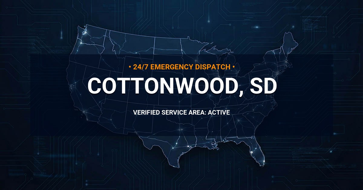 Emergency Plumbing Dispatch Map for Plumbing Services: Cottonwood, SD