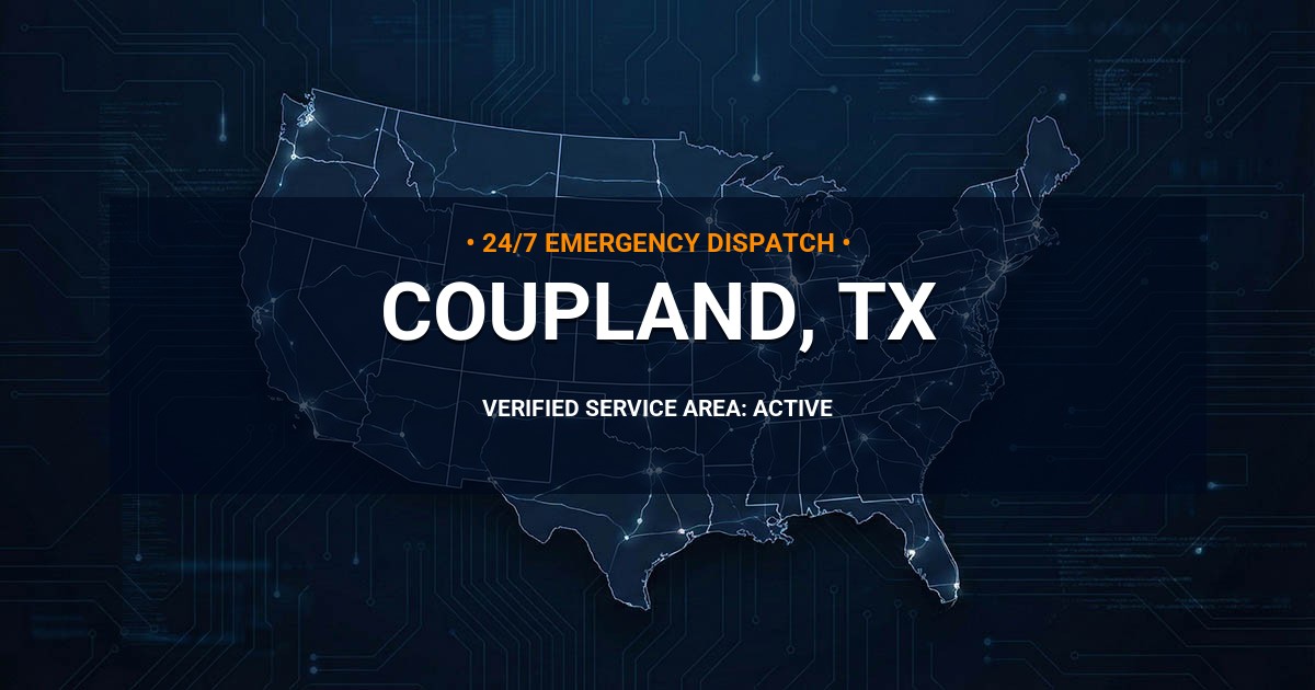 Emergency Plumbing Dispatch Map for Plumbing Services: Coupland, TX