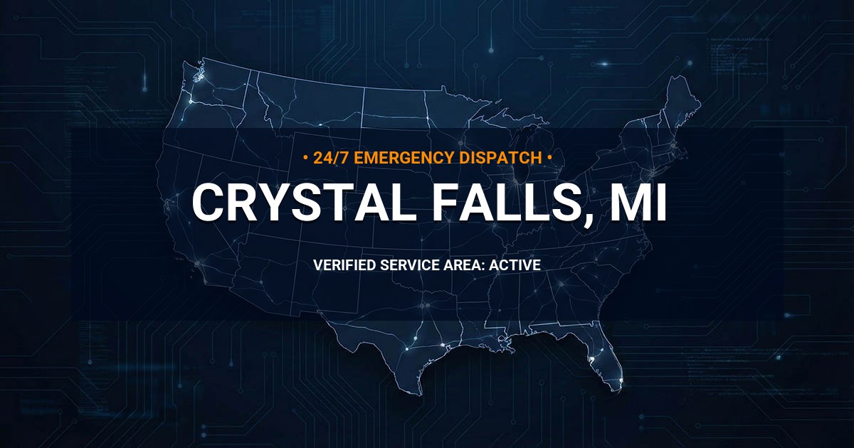 Emergency Plumbing Dispatch Map for Plumbing Services: Crystal Falls, MI