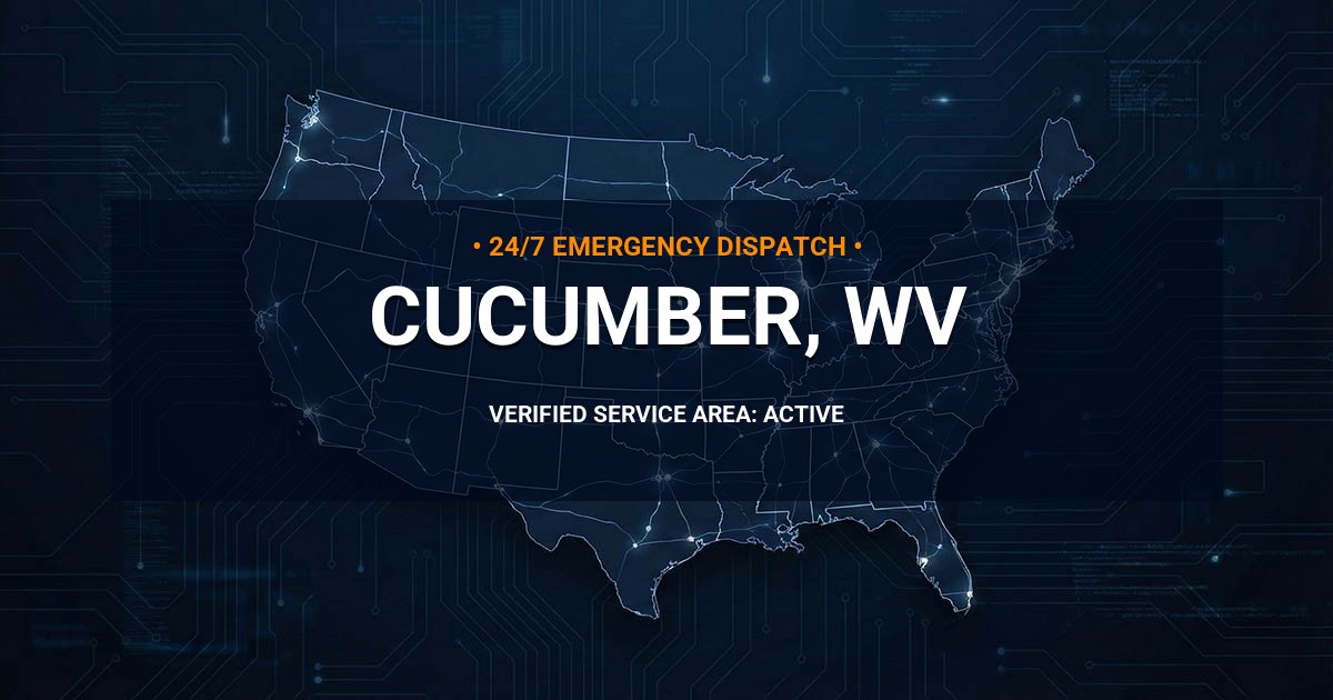 Emergency Plumbing Dispatch Map for Plumbing Services: Cucumber, WV