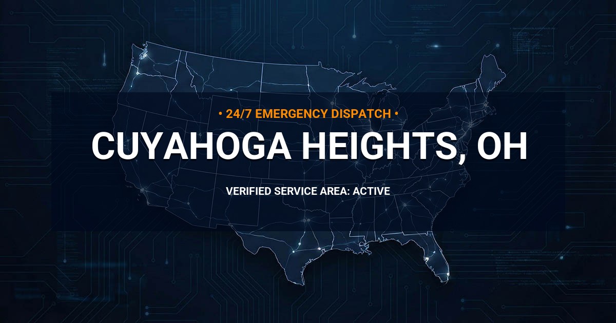 Emergency Plumbing Dispatch Map for Plumbing Services: Cuyahoga Heights, OH