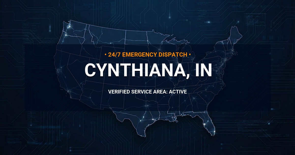 Emergency Plumbing Dispatch Map for Plumbing Services: Cynthiana, IN