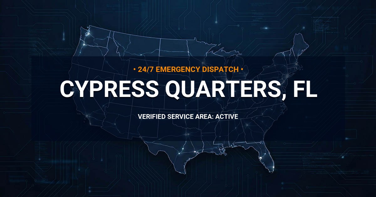 Emergency Plumbing Dispatch Map for Plumbing Services: Cypress Quarters, FL