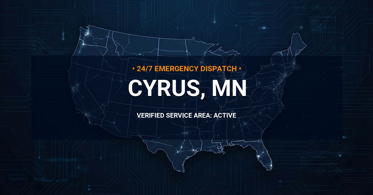 Emergency Plumbing Dispatch Map for Plumbing Services: Cyrus, MN