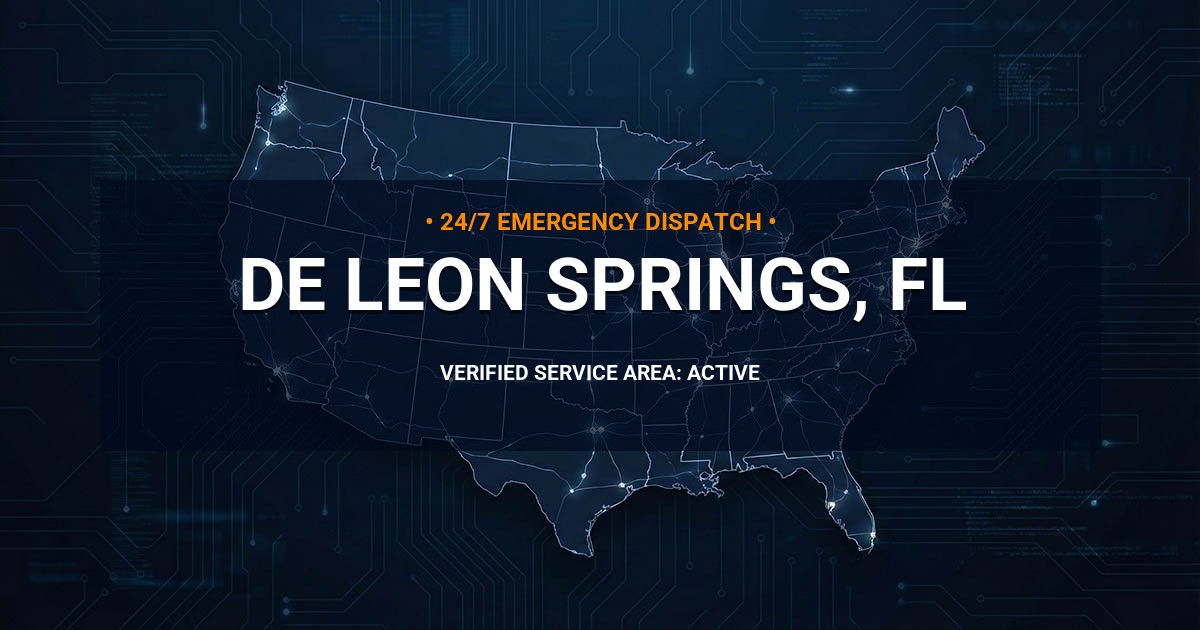 Emergency Plumbing Dispatch Map for Plumbing Services: De Leon Springs, FL