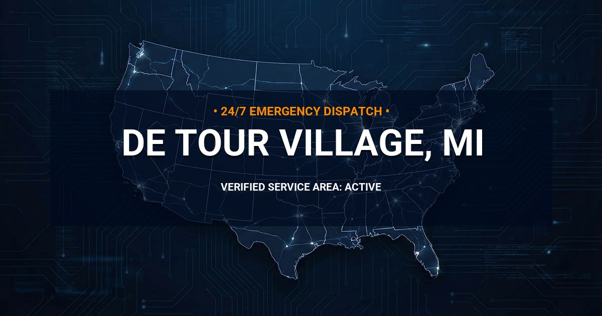 Emergency Plumbing Dispatch Map for Plumbing Services: De Tour Village, MI
