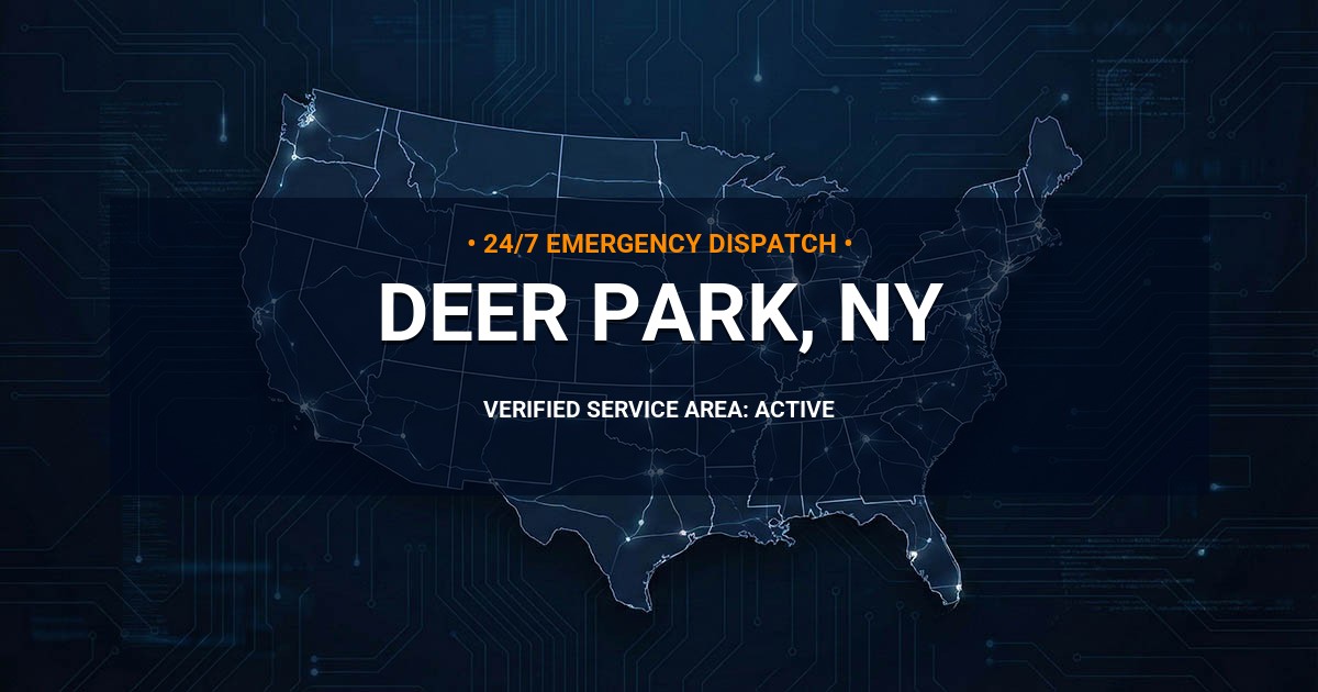 Emergency Plumbing Dispatch Map for Plumbing Services: Deer Park, NY