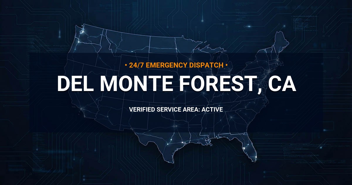 Emergency Plumbing Dispatch Map for Plumbing Services: Del Monte Forest, CA