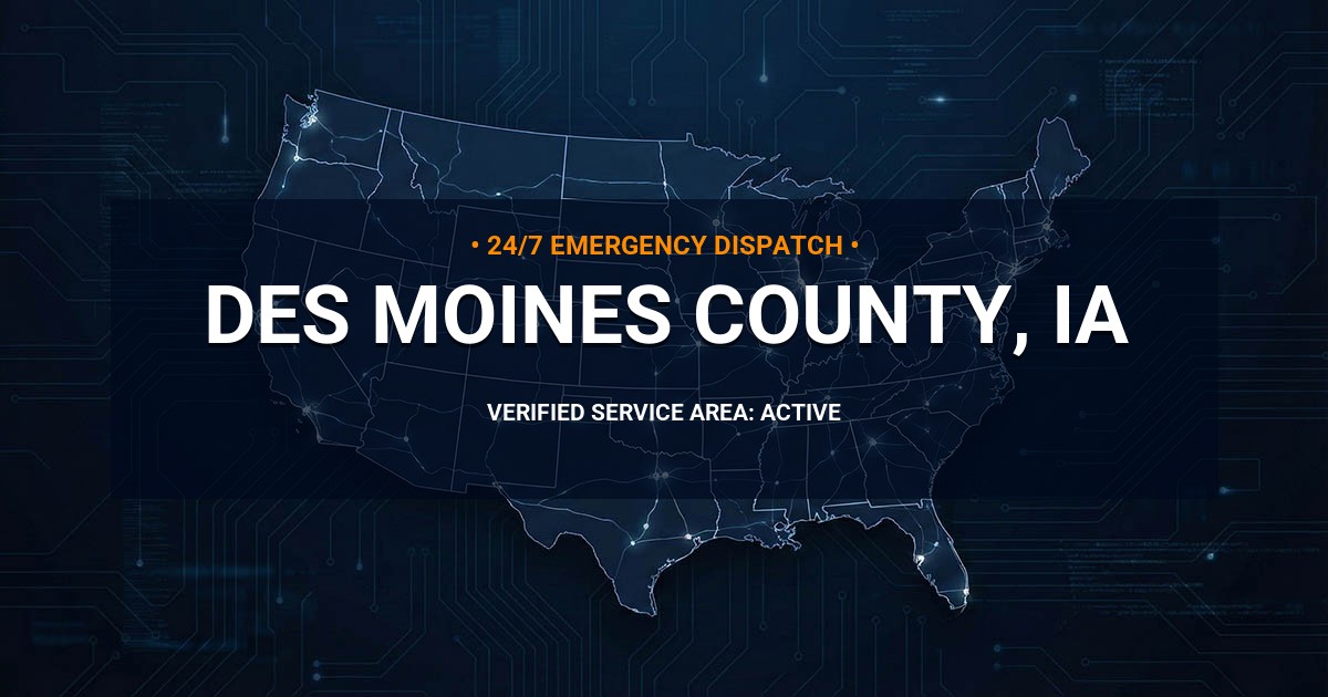 Emergency Plumbing Dispatch Map for Des Moines County Plumbing Logistics