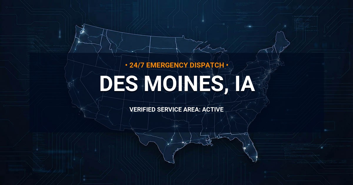 Emergency Plumbing Dispatch Map for Plumbing Services: Des Moines, IA