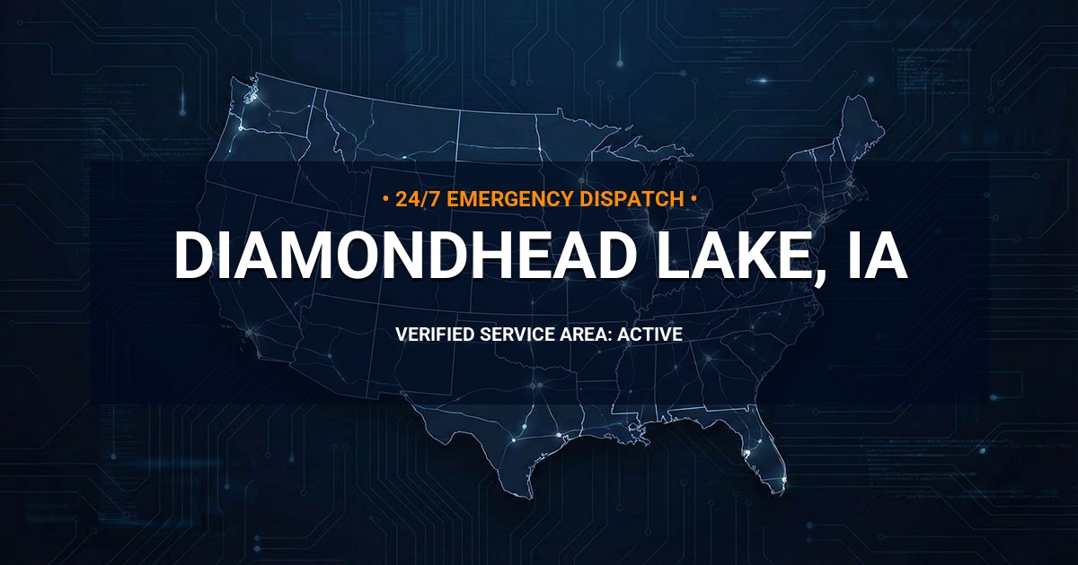 Emergency Plumbing Dispatch Map for Plumbing Services: Diamondhead Lake, IA