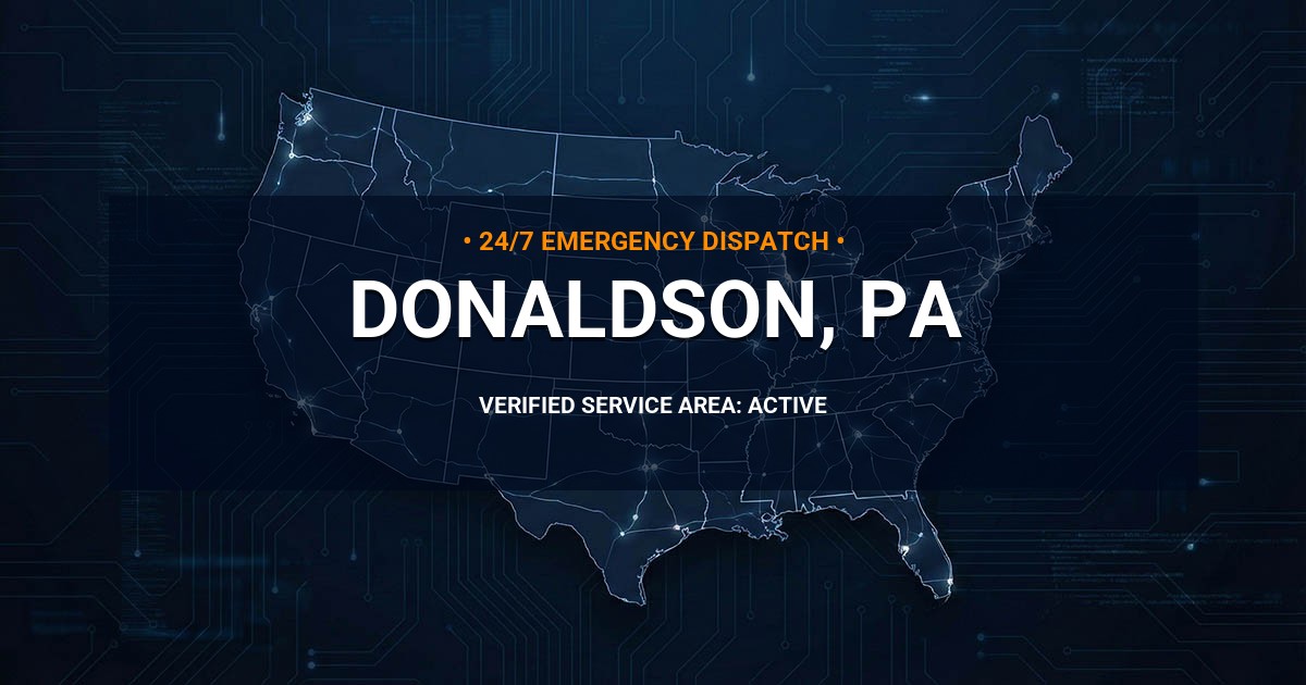 Emergency Plumbing Dispatch Map for Plumbing Services: Donaldson, PA