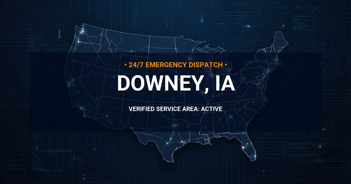 Emergency Plumbing Dispatch Map for Plumbing Services: Downey, IA