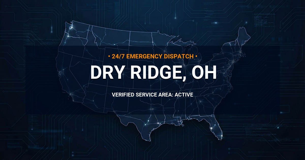 Emergency Plumbing Dispatch Map for Plumbing Services: Dry Ridge, OH