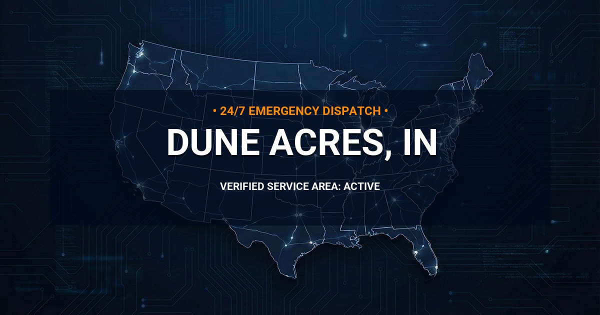 Emergency Plumbing Dispatch Map for Plumbing Services: Dune Acres, IN