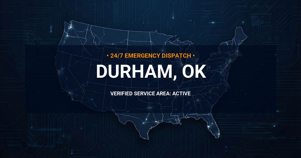 Emergency Plumbing Dispatch Map for Plumbing Services: Durham, OK