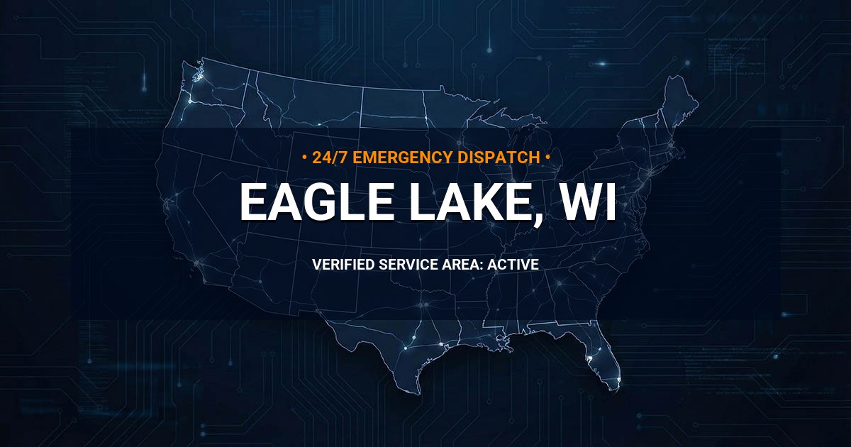Emergency Plumbing Dispatch Map for Plumbing Services: Eagle Lake, WI