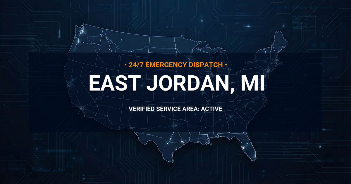 Emergency Plumbing Dispatch Map for Plumbing Services: East Jordan, MI