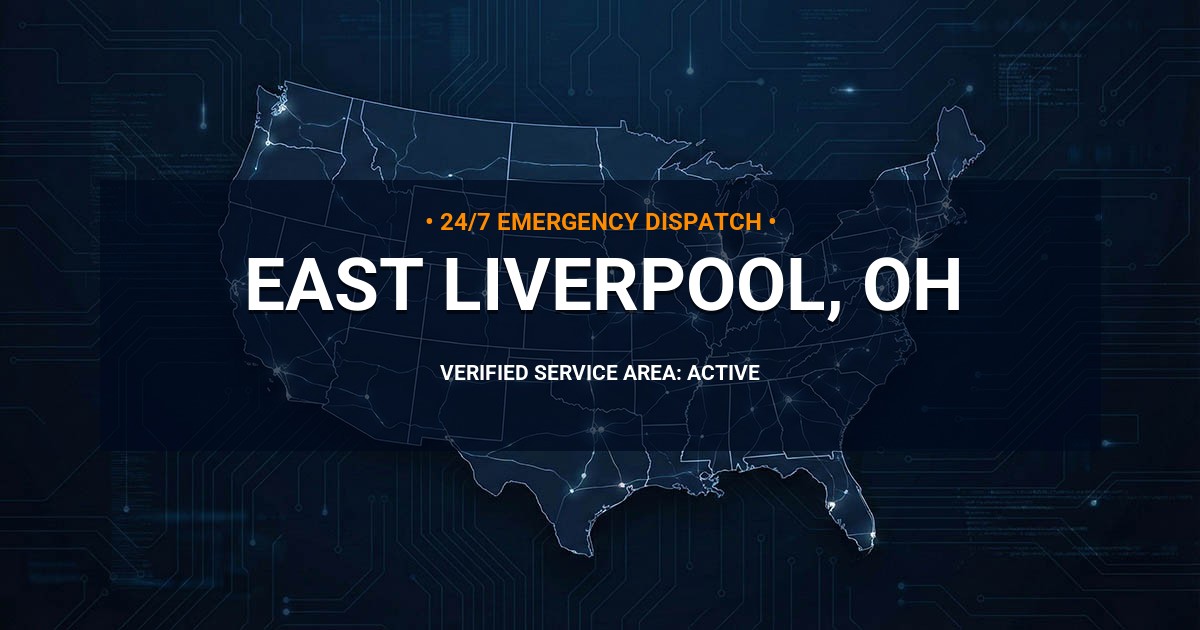 Emergency Plumbing Dispatch Map for Plumbing Services: East Liverpool, OH