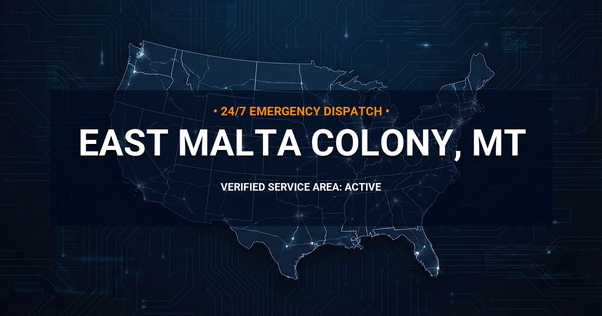 Emergency Plumbing Dispatch Map for Plumbing Services: East Malta Colony, MT