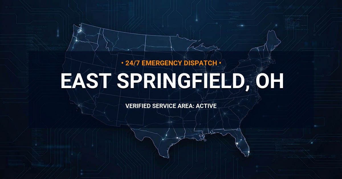 Emergency Plumbing Dispatch Map for Plumbing Services: East Springfield, OH