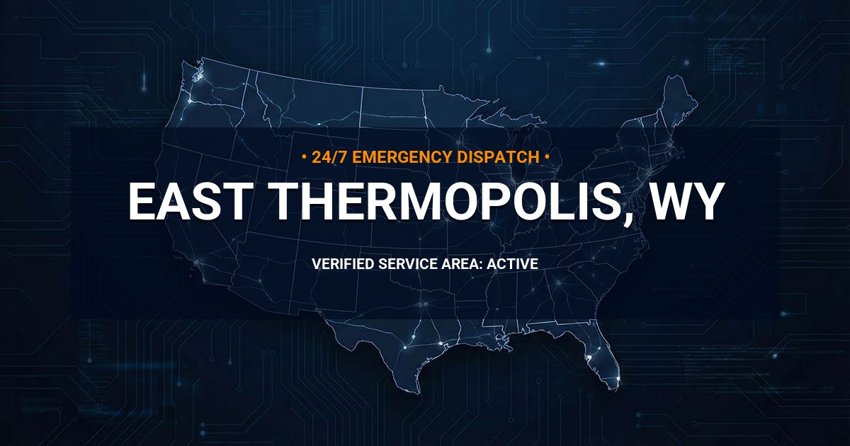 Emergency Plumbing Dispatch Map for Plumbing Services: East Thermopolis, WY