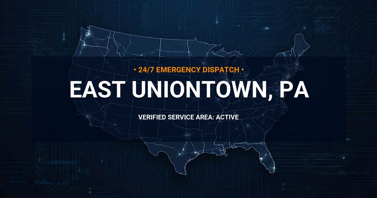 Emergency Plumbing Dispatch Map for Plumbing Services: East Uniontown, PA