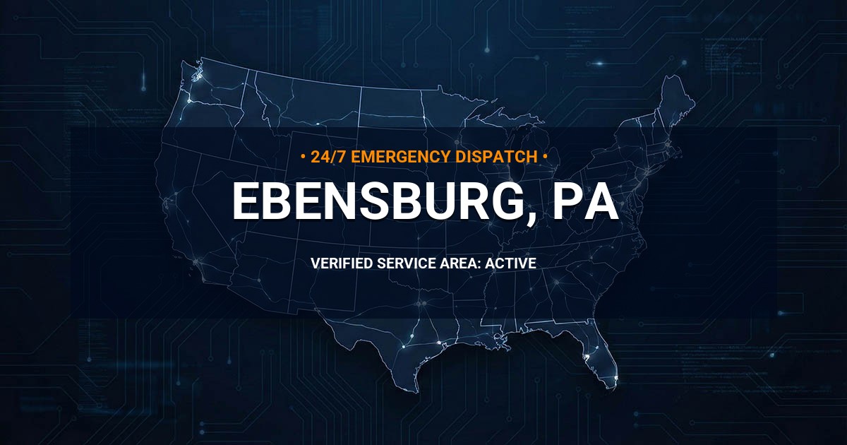 Emergency Plumbing Dispatch Map for Plumbing Services: Ebensburg, PA