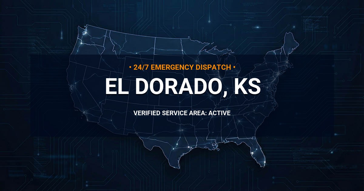 Emergency Plumbing Dispatch Map for Plumbing Services: El Dorado, KS