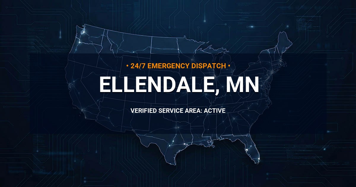 Emergency Plumbing Dispatch Map for Plumbing Services: Ellendale, MN