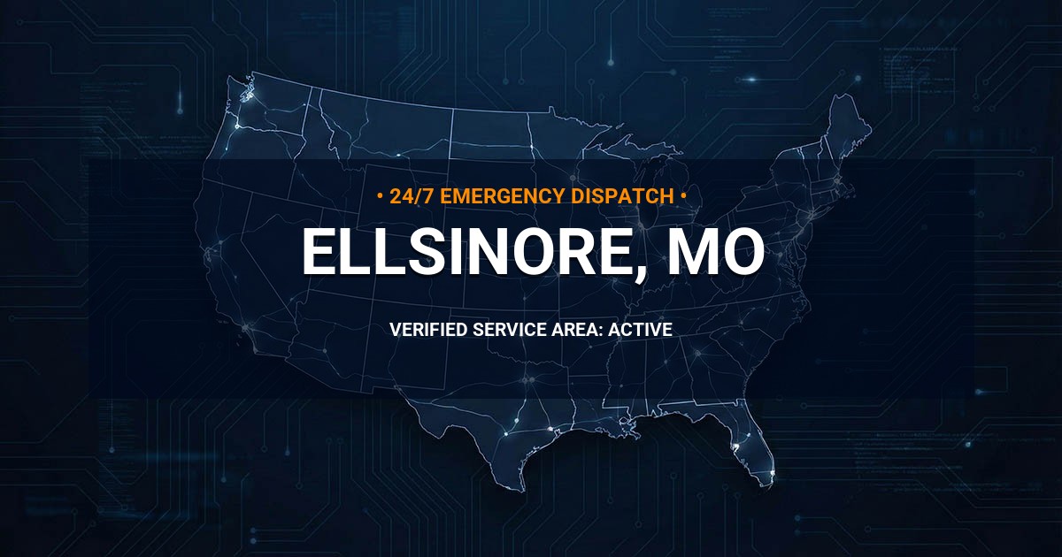 Emergency Plumbing Dispatch Map for Plumbing Services: Ellsinore, MO