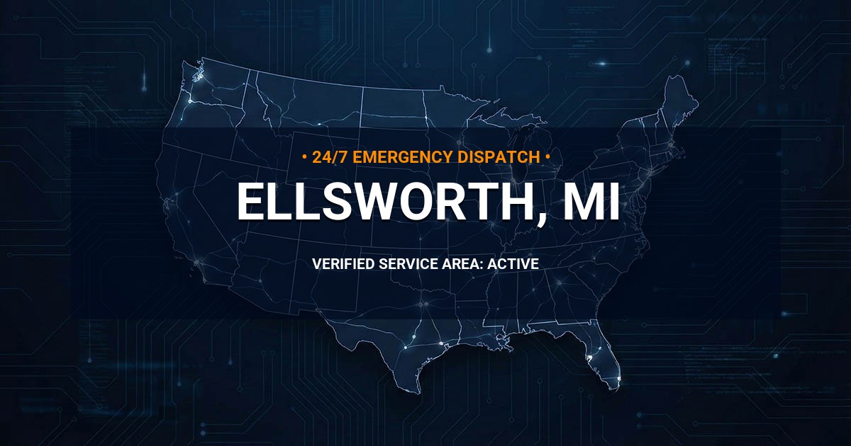 Emergency Plumbing Dispatch Map for Plumbing Services: Ellsworth, MI
