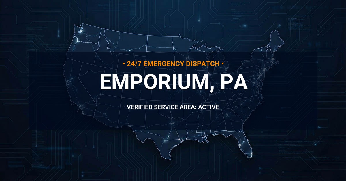 Emergency Plumbing Dispatch Map for Plumbing Services: Emporium, PA
