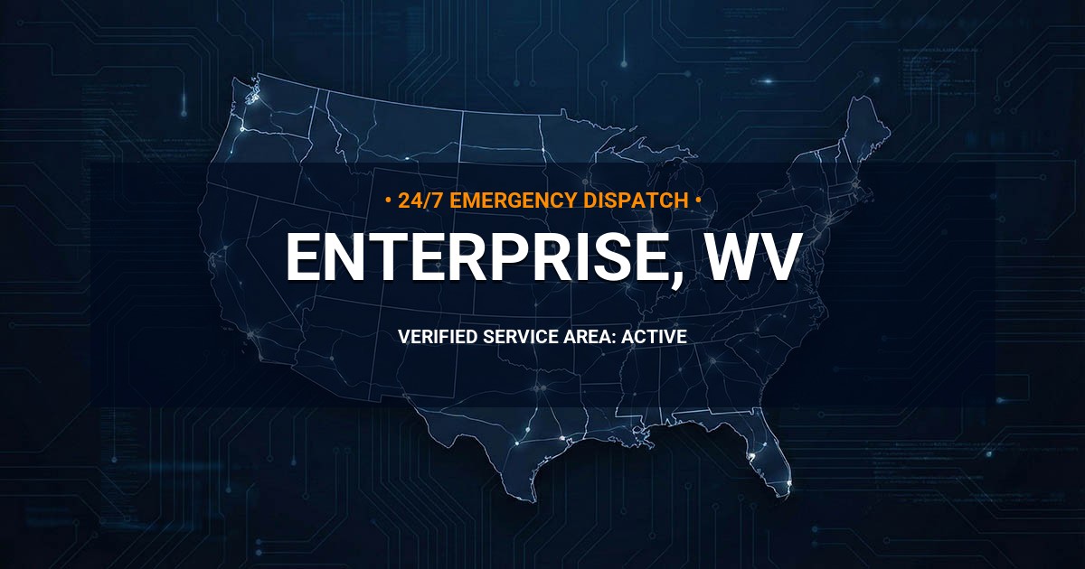 Emergency Plumbing Dispatch Map for Plumbing Services: Enterprise, WV