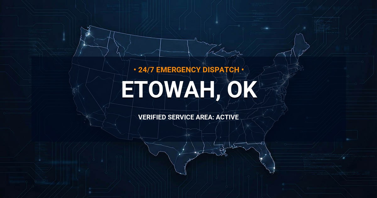 Emergency Plumbing Dispatch Map for Plumbing Services: Etowah, OK