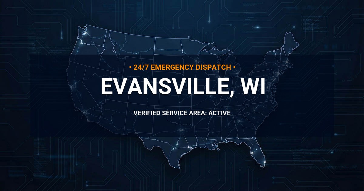 Emergency Plumbing Dispatch Map for Plumbing Services: Evansville, WI