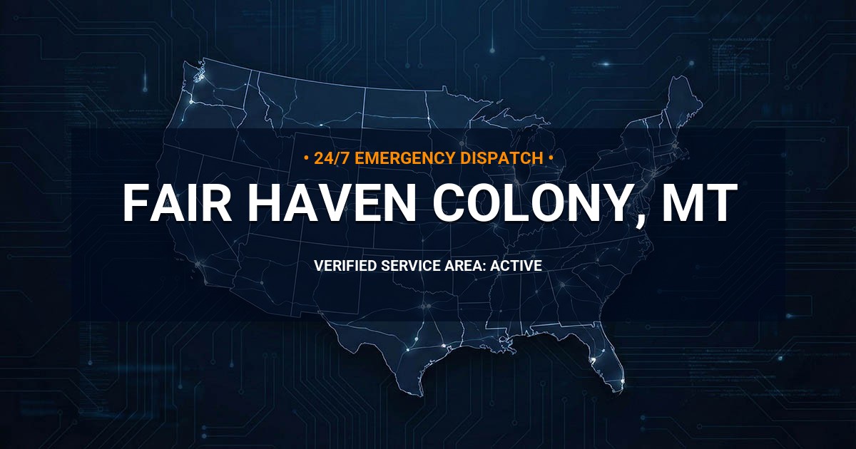 Emergency Plumbing Dispatch Map for Plumbing Services: Fair Haven Colony, MT