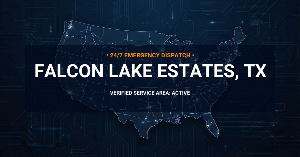 Emergency Plumbing Dispatch Map for Plumbing Services: Falcon Lake Estates, TX