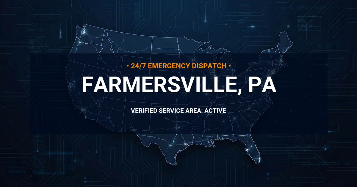 Emergency Plumbing Dispatch Map for Plumbing Services: Farmersville, PA
